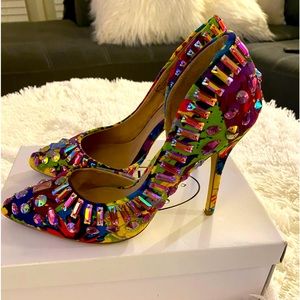 Steve Madden multi-color heels with rhinestones size 9